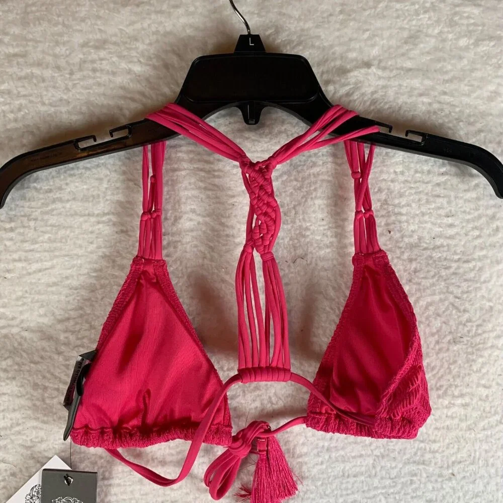 Vince Camuto Women's Crochet Lace Tie‎ Front Triangle Bikini Top Size S NWT 9916
